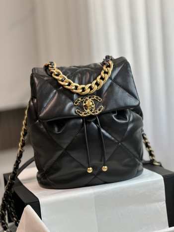 Chanel 24C 19 series black backpack 26x22x16cm