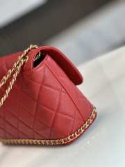 Chanel 23K Bottom Chain Flap Bag Caviar In Red 20.5x7.5x13cm - 5