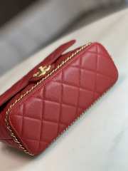 Chanel 23K Bottom Chain Flap Bag Caviar In Red 20.5x7.5x13cm - 4