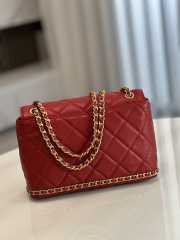 Chanel 23K Bottom Chain Flap Bag Caviar In Red 20.5x7.5x13cm - 2