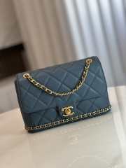 Chanel 23K Bottom Chain Flap Bag Caviar In Blue 20.5x7.5x13cm - 1