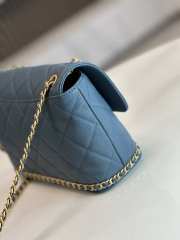 Chanel 23K Bottom Chain Flap Bag Caviar In Blue 20.5x7.5x13cm - 5