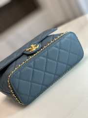 Chanel 23K Bottom Chain Flap Bag Caviar In Blue 20.5x7.5x13cm - 4