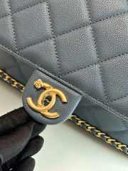 Chanel 23K Bottom Chain Flap Bag Caviar In Blue 20.5x7.5x13cm - 3