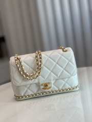 Chanel 23K Bottom Chain Flap Bag Caviar In White 20.5x7.5x13cm - 4