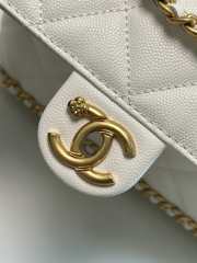 Chanel 23K Bottom Chain Flap Bag Caviar In White 20.5x7.5x13cm - 3