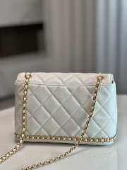 Chanel 23K Bottom Chain Flap Bag Caviar In White 20.5x7.5x13cm - 2