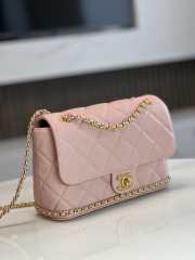 Chanel 23K Bottom Chain Flap Bag Caviar In Pink 20.5x7.5x13cm - 4