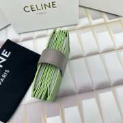 Celine Accordeon Card Holder In Bicolour Grained Calfskin Vert D'eau / Pebble - 3