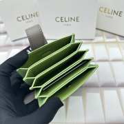 Celine Accordeon Card Holder In Bicolour Grained Calfskin Vert D'eau / Pebble - 4