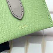 Celine Accordeon Card Holder In Bicolour Grained Calfskin Vert D'eau / Pebble - 6