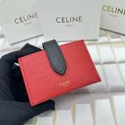 Celine Accordeon Card Holder In Bicolour Grained Calfskin Black/ Red - 1