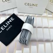 Celine Accordeon Card Holder In Bicolour Grained Calfskin Gray/ White - 3