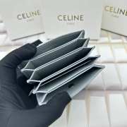 Celine Accordeon Card Holder In Bicolour Grained Calfskin Gray/ White - 4