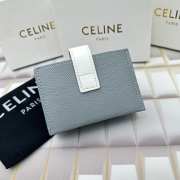 Celine Accordeon Card Holder In Bicolour Grained Calfskin Gray/ White - 5