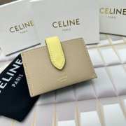 Celine Accordeon Card Holder In Bicolour Grained Calfskin Nude/ Yellow - 1