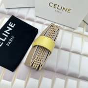 Celine Accordeon Card Holder In Bicolour Grained Calfskin Nude/ Yellow - 3