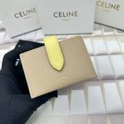 Celine Accordeon Card Holder In Bicolour Grained Calfskin Nude/ Yellow - 5