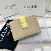 Celine Accordeon Card Holder In Bicolour Grained Calfskin Nude/ Yellow - 6