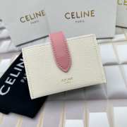 Celine Accordeon Card Holder In Bicolour Grained Calfskin Pale Pink/ Flamingo - 1