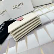 Celine Accordeon Card Holder In Bicolour Grained Calfskin Pale Pink/ Flamingo - 5