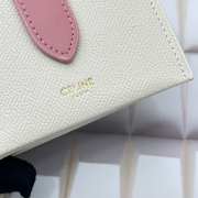 Celine Accordeon Card Holder In Bicolour Grained Calfskin Pale Pink/ Flamingo - 2