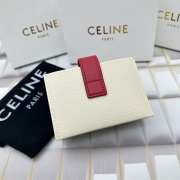 Celine Accordeon Card Holder In Bicolour Grained Calfskin Power/ Red - 4