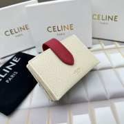 Celine Accordeon Card Holder In Bicolour Grained Calfskin Power/ Red - 6