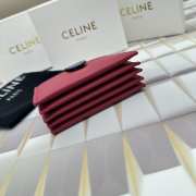 Celine Accordeon Card Holder In Bicolour Grained Calfskin Raspberry / Petrol - 2