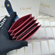 Celine Accordeon Card Holder In Bicolour Grained Calfskin Raspberry / Petrol - 4