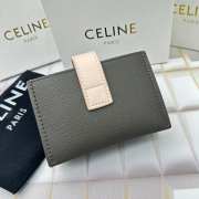 Celine Accordeon Card Holder In Bicolour Grained Calfskin Gray/ Beige - 6