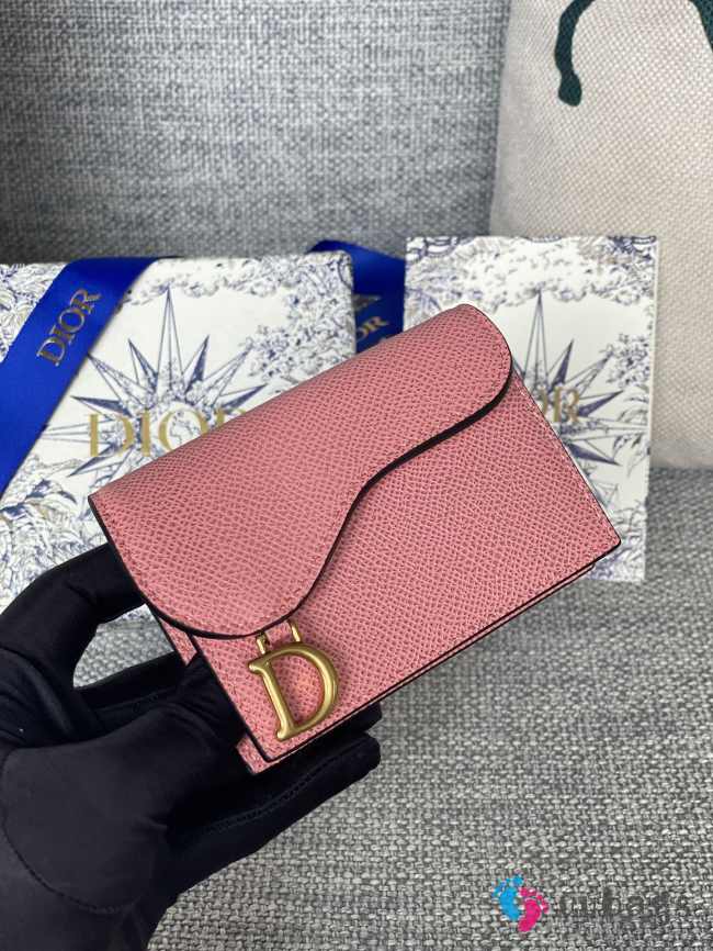 Dior Saddle Card Holder Oblique Pink 10.5x7x3cm - 1