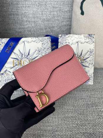 Dior Saddle Card Holder Oblique Pink 10.5x7x3cm