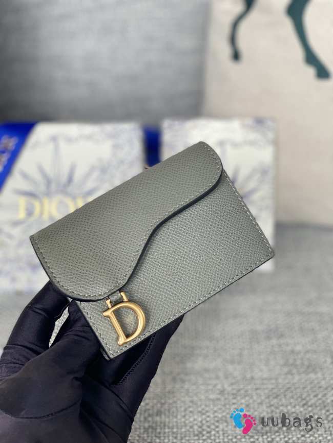 Dior Saddle Card Holder Oblique Gray 10.5x7x3cm - 1