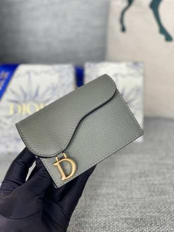 Dior Saddle Card Holder Oblique Gray 10.5x7x3cm