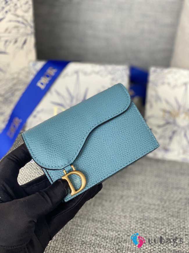 Dior Saddle Card Holder Oblique Blue 10.5x7x3cm - 1