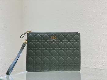 Dior Caro Pouch Green Soft Cannage Calfskin 30x21.5cm