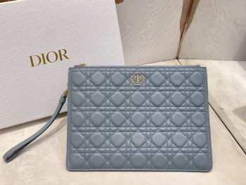 Dior Caro Pouch Cloud Blue Soft Cannage Calfskin 30x21.5cm