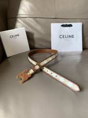 Celine Triomphe Belt In Canvas And Calfskin White 2.5cm - 6