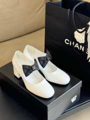 Chanel Mary Janes Shoes Polished Calfskin & Grosgrain Fabric White - 6