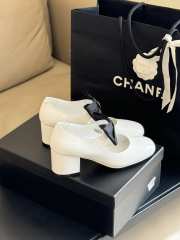 Chanel Mary Janes Shoes Polished Calfskin & Grosgrain Fabric White - 5