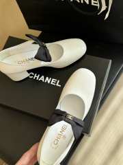 Chanel Mary Janes Shoes Polished Calfskin & Grosgrain Fabric White - 4