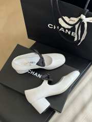 Chanel Mary Janes Shoes Polished Calfskin & Grosgrain Fabric White - 3