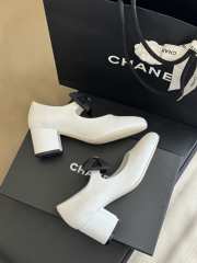 Chanel Mary Janes Shoes Polished Calfskin & Grosgrain Fabric White - 2