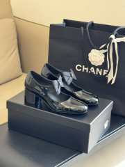 Chanel Mary Janes Shoes Polished Calfskin & Grosgrain Fabric Black - 1