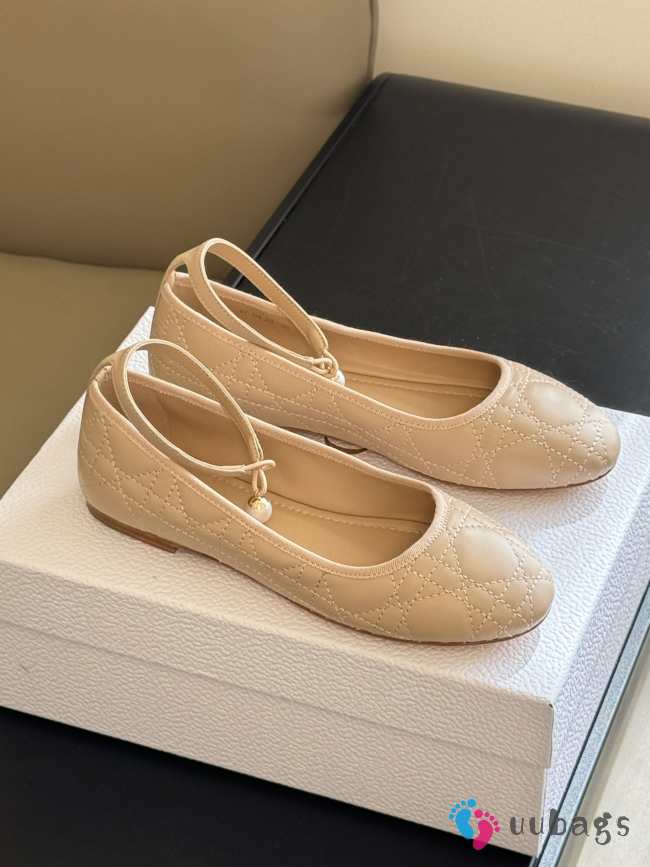 Dior Ballet Flat Beige Quilted Cannage Calfskin - 1