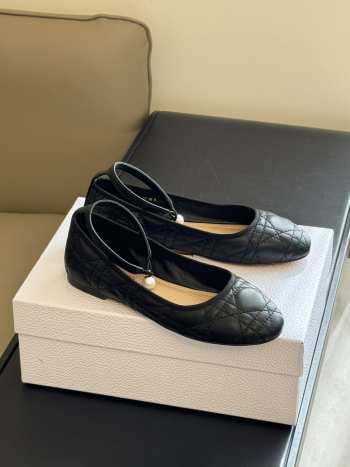 Dior Ballet Flat Black Quilted Cannage Calfskin