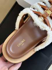 Celine Tippi Slides In Shearling And Calfskin Tan/ Natural - 2