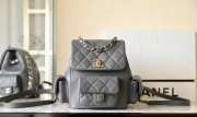 Chanel Small Backpack Grained Shiny Calfskin & Gold-Tone Metal Coral Grey - 6