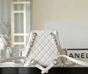 Chanel Small Backpack Grained Shiny Calfskin & Gold-Tone Metal Coral White - 5